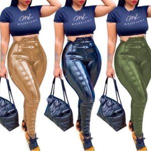 Stylish High-Waisted Shiny Leggings